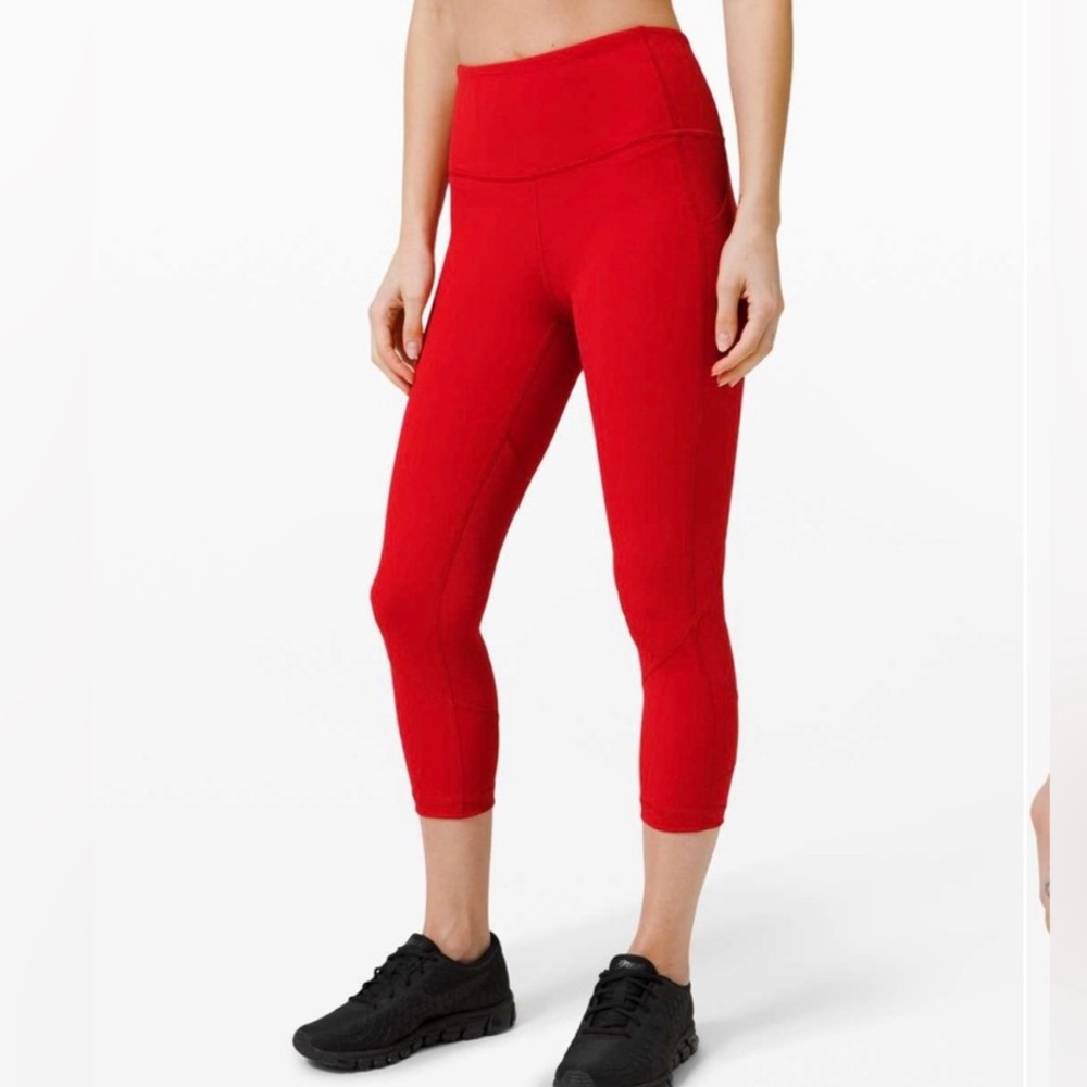 Lululemon Pace Rival Crop High Rise Dark Red